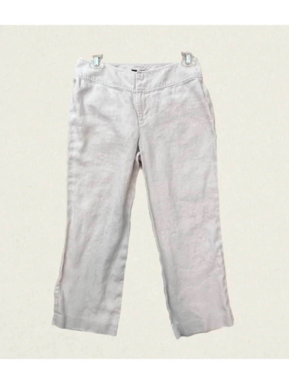 Banana Republic Minimalist Coastal Quiet Luxury Cropped Linen Pants.